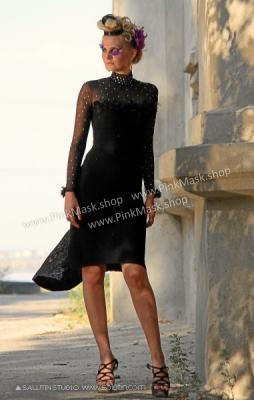 Платье чёрное со шлейфом